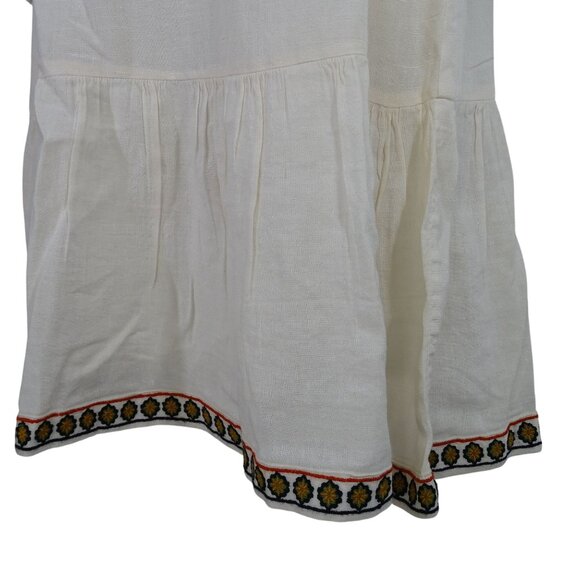 Karen Kane Beige Boho Tiered Dress Women Size XS Embroidered Linen Blend - Picture 3 of 11